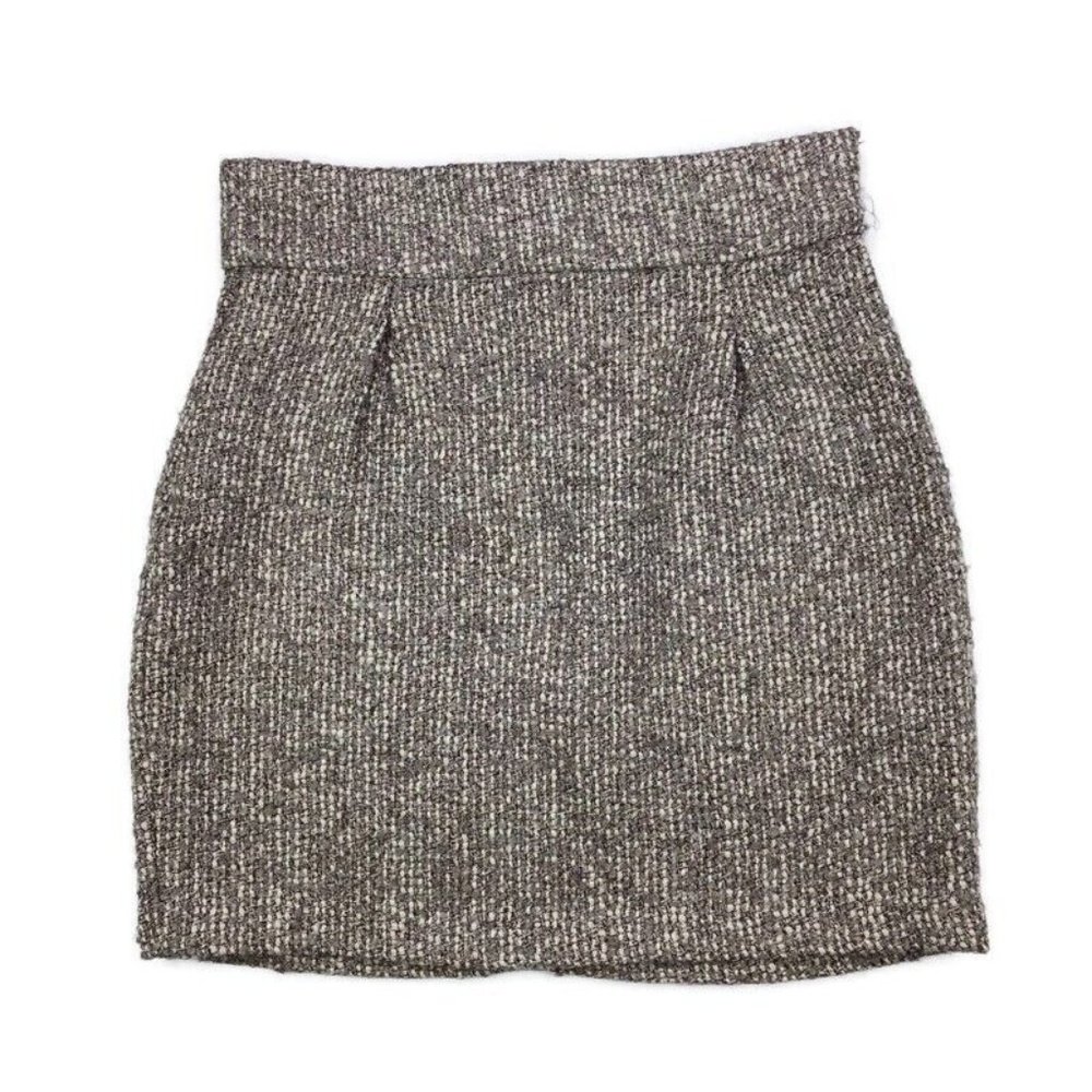 BB Dakota Brown Tweed Wool Blend Mini Pencil Skirt Career Workwear Womens Size 8